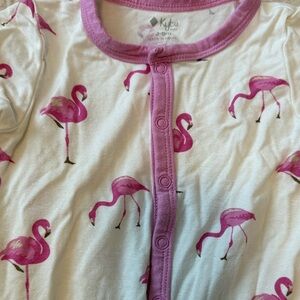 Kyte BABY Flamingo Print Pajama Top - Pink and White